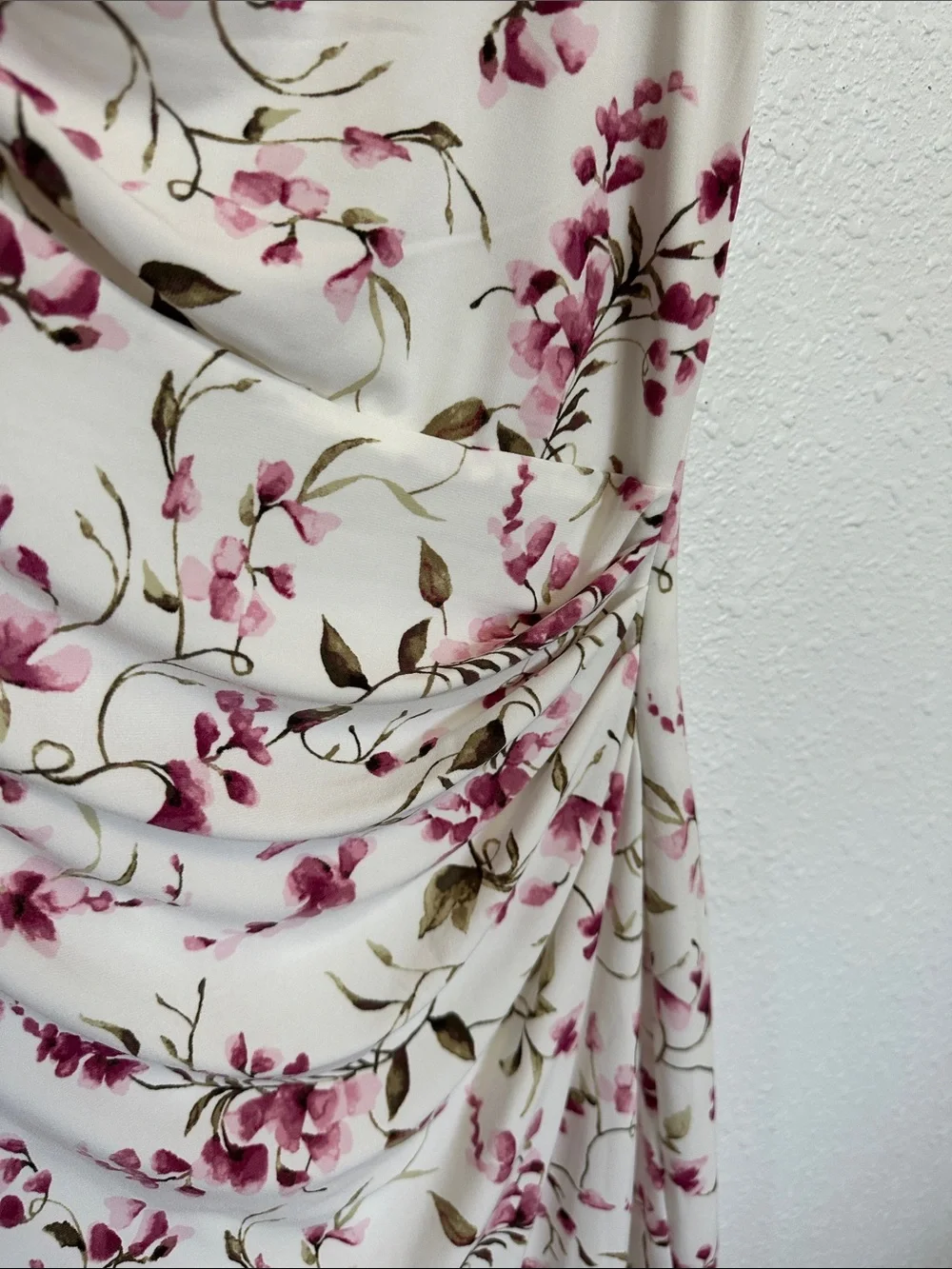 Lauren Ralph Lauren Pink Floral Midi Dress in Cream Size 4 - Picture 4 of 10